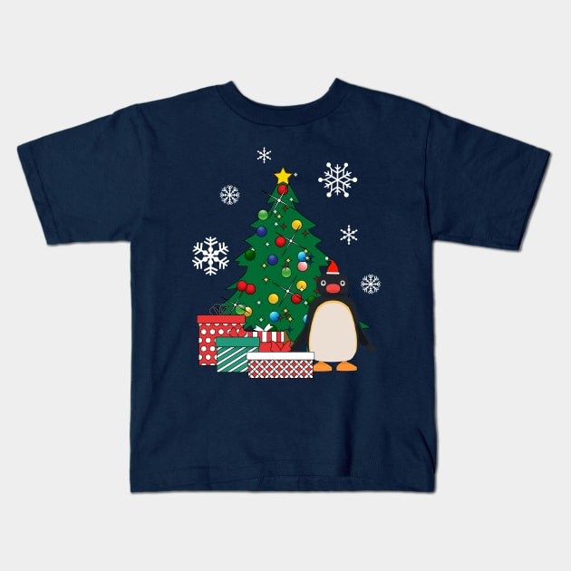 Pingu Around The Christmas Tree Kids T-Shirt by Nova5